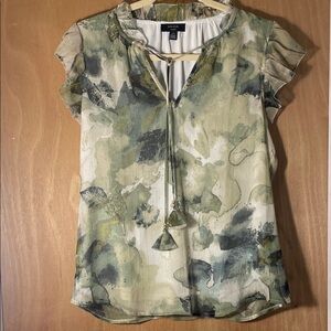 Have Watercolor Green and Cream Blouse
